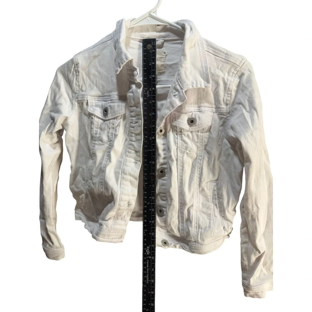 Copper Key Girls White Denim‎ Trucker Jacket Size Large Kids Button Front Layer